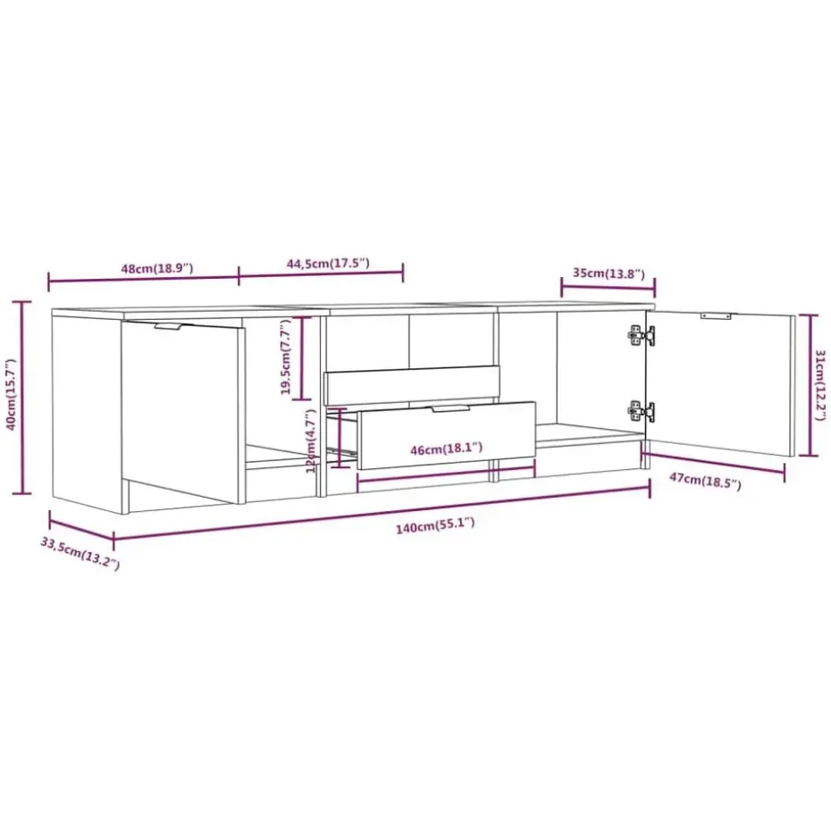 vidaXL - Tv-kast - Wit - Bewerkt hout