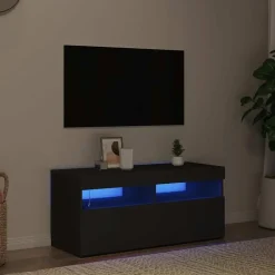 vidaXL - Tv-kast - Zwart - Bewerkt hout