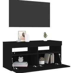 vidaXL - Tv-kast - Zwart - Bewerkt hout