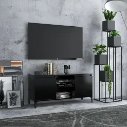 vidaXL - Tv-kast - Zwart - Bewerkt hout