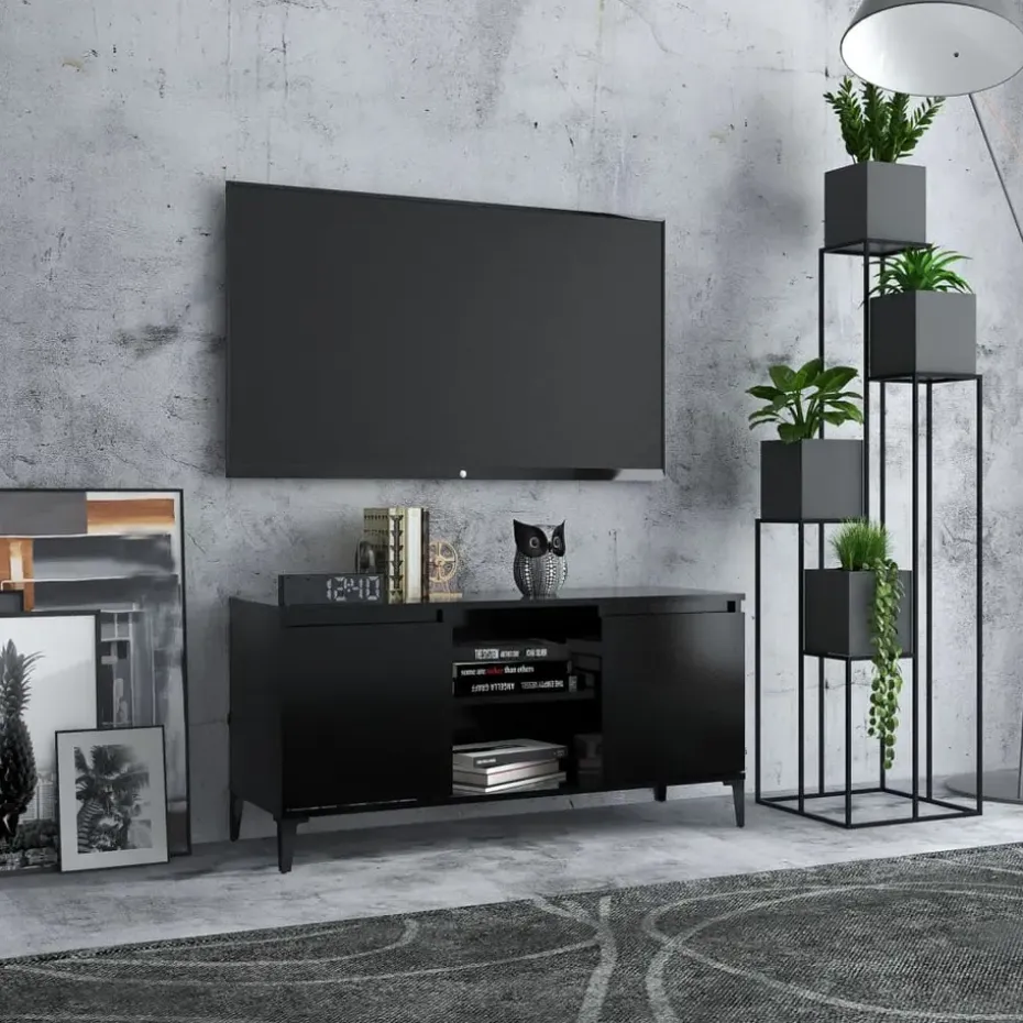 vidaXL - Tv-kast - Zwart - Bewerkt hout
