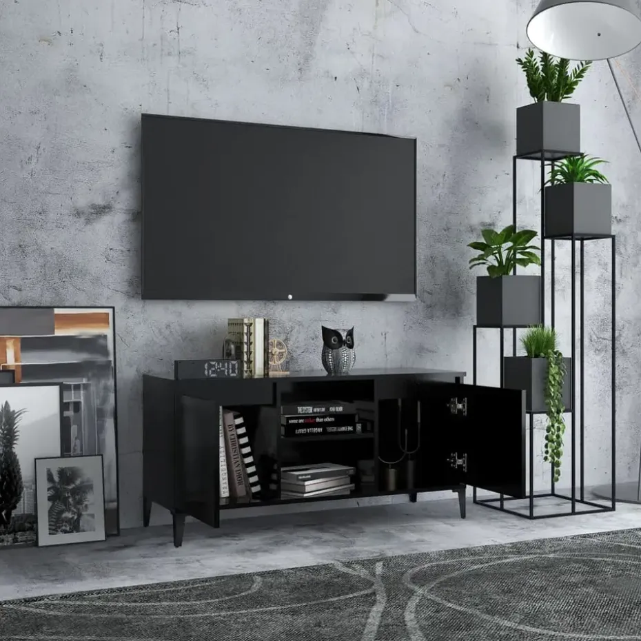 vidaXL - Tv-kast - Zwart - Bewerkt hout