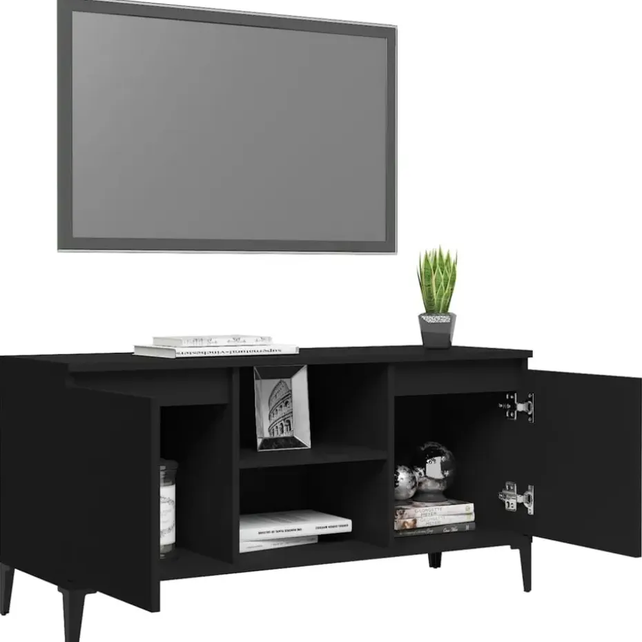 vidaXL - Tv-kast - Zwart - Bewerkt hout