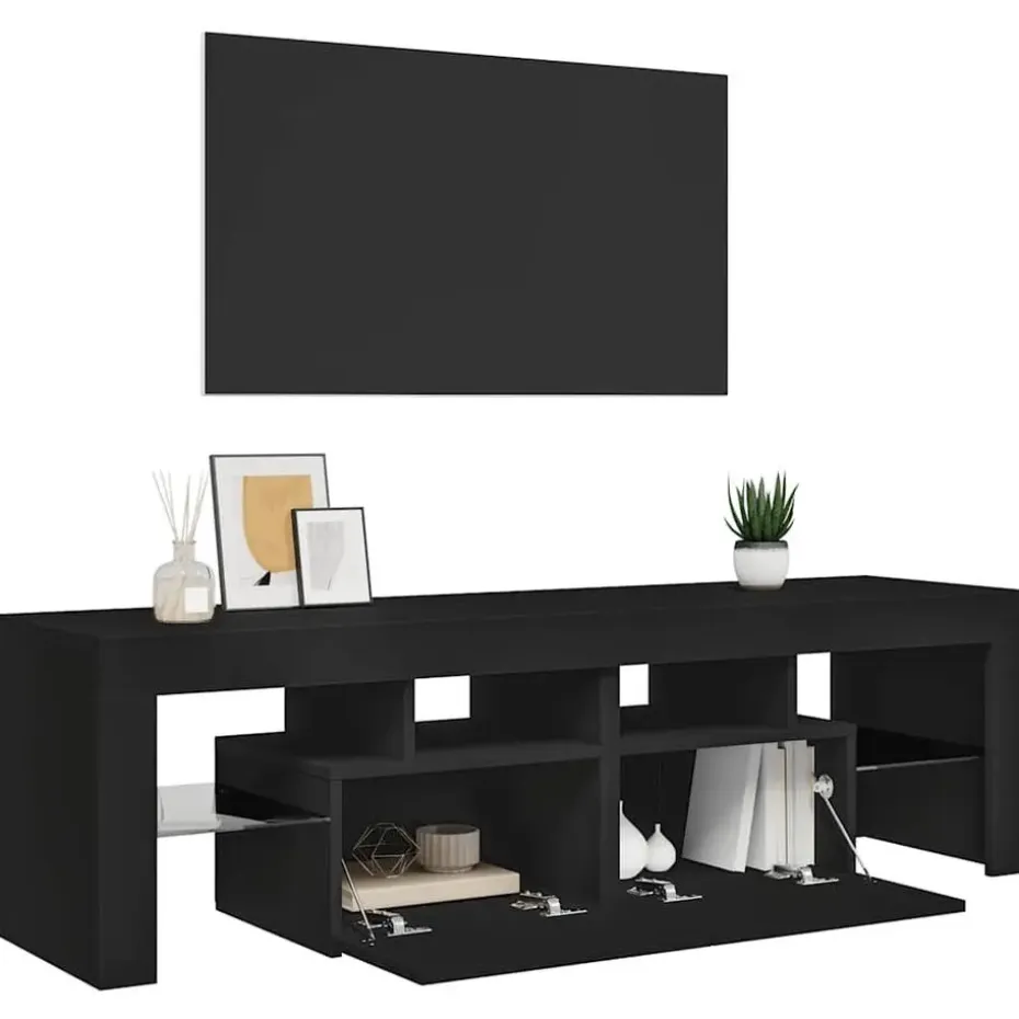 vidaXL - Tv-kast - Zwart - Bewerkt hout