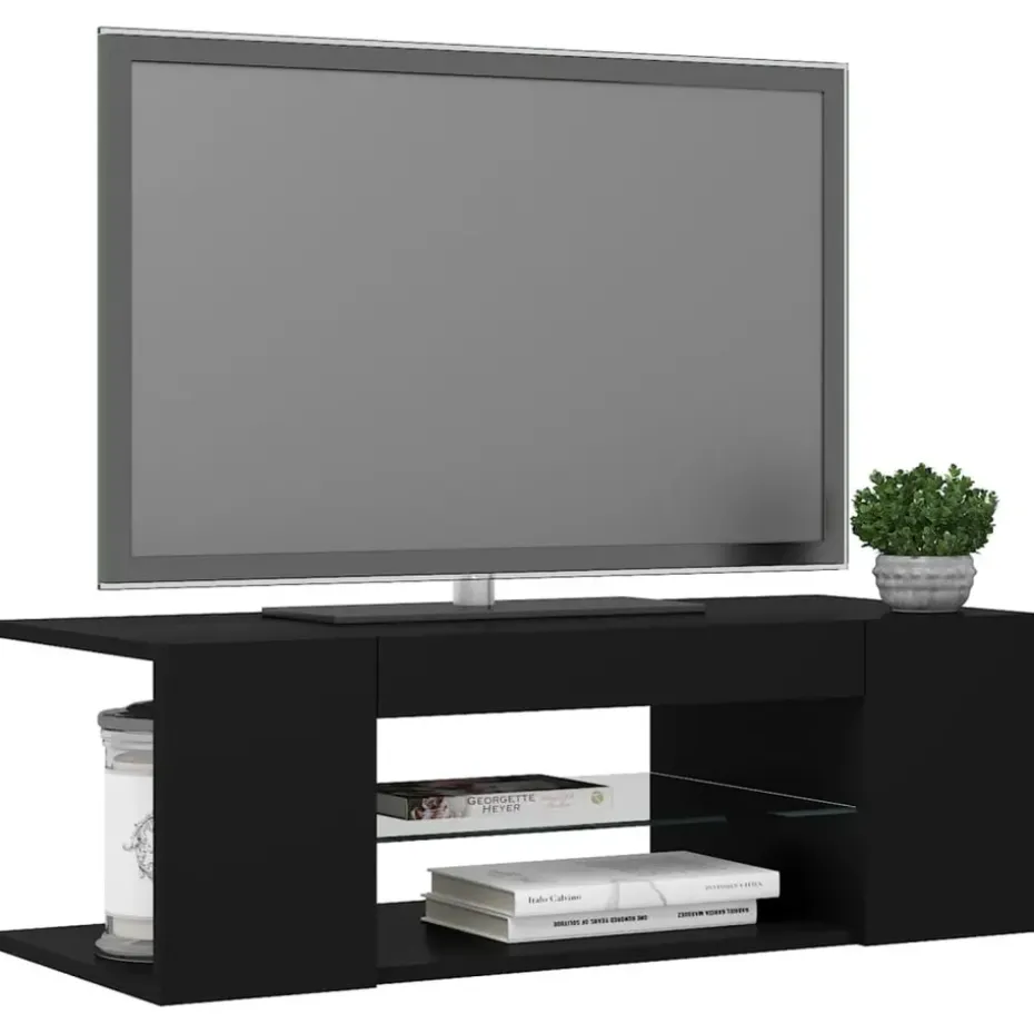 vidaXL - Tv-kast - Zwart - Bewerkt hout
