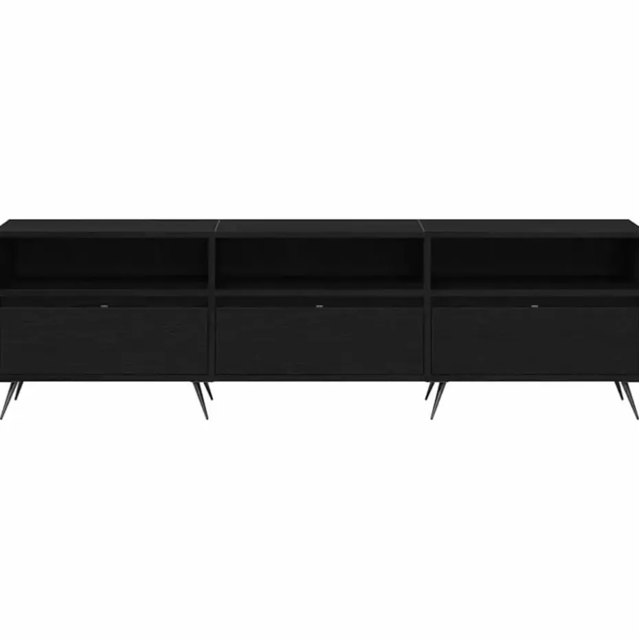 vidaXL - TV-meubel 3 vakken 3 deuren - Zwart eiken - Hout - 150x30x44.5 cm