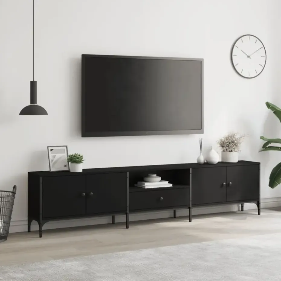 vidaXL - Tv-meubel - Zwart - Bewerkt hout