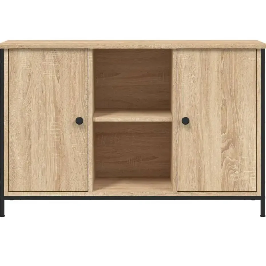 vidaXL - TV-meubel met 2 deuren 2 vakken - Sonoma eiken - Hout - 100x35x65 cm