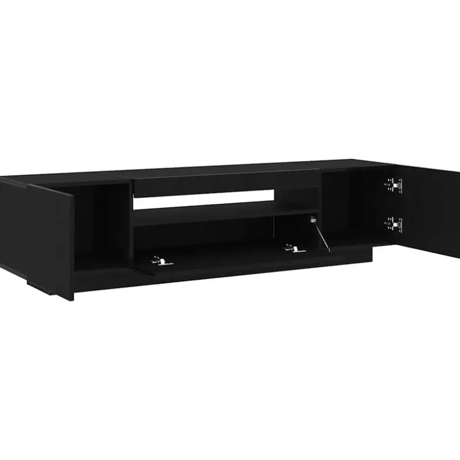 vidaXL - TV-meubel met 3 deuren - Zwart eiken - Bewerkt hout - 160x35x40 cm