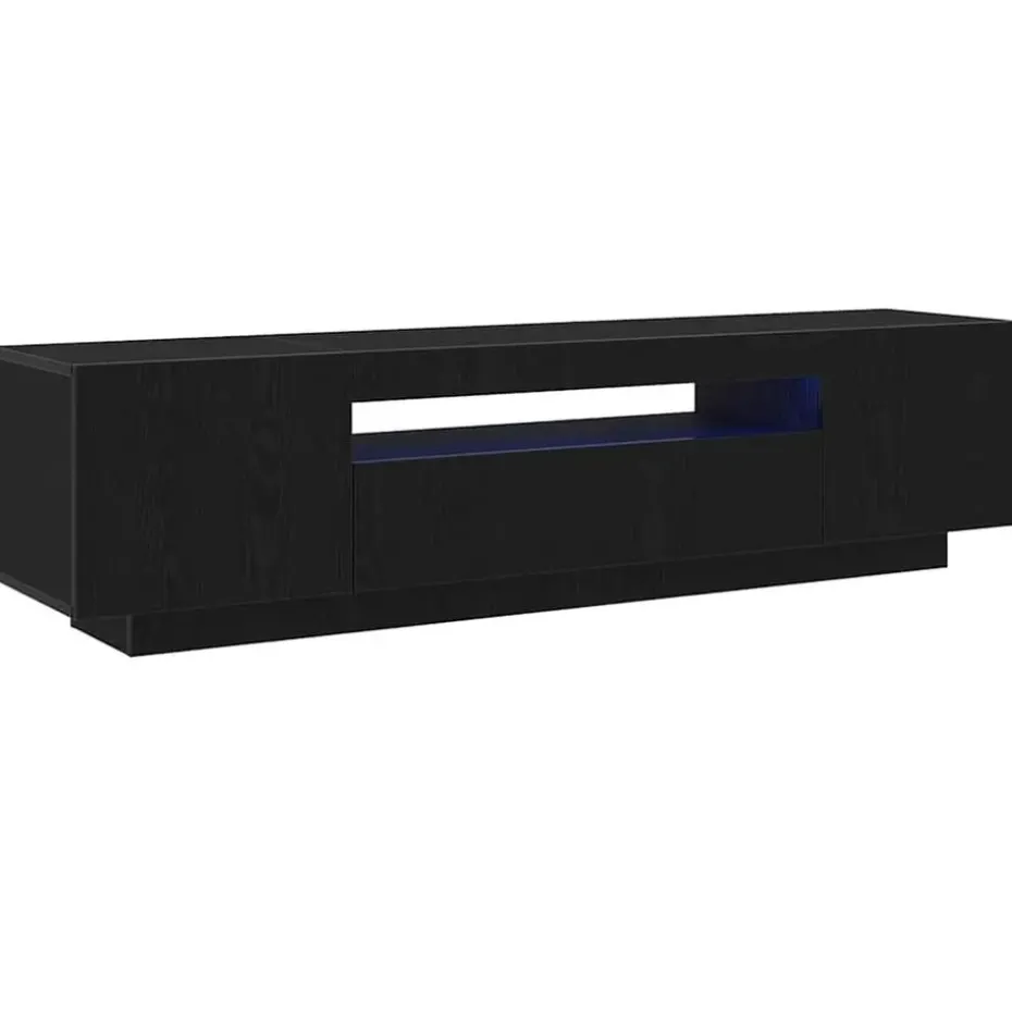vidaXL - TV-meubel met 3 deuren - Zwart eiken - Bewerkt hout - 160x35x40 cm