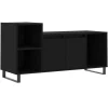 vidaXL - TV-meubel met 2 deuren 3 vakken - Zwart - Hout en metaal - 100x35x55 cm