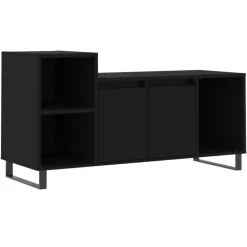 vidaXL - TV-meubel met 2 deuren 3 vakken - Zwart - Hout en metaal - 100x35x55 cm