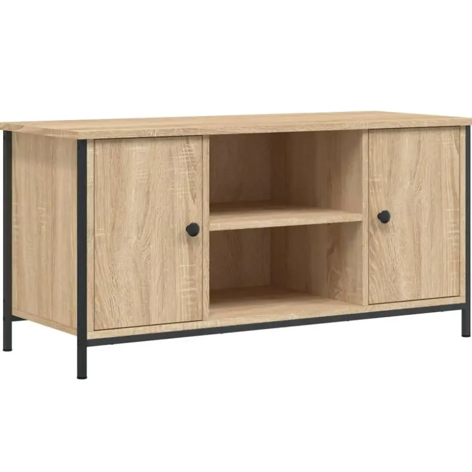 vidaXL - TV-meubel met 2 deuren 2 vakken - Sonoma eiken - Hout - 100x40x50 cm
