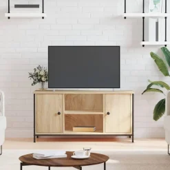 vidaXL - TV-meubel met 2 deuren 2 vakken - Sonoma eiken - Hout - 100x40x50 cm