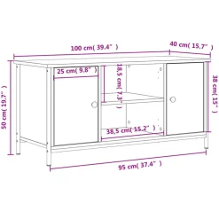 vidaXL - TV-meubel met 2 deuren 2 vakken - Sonoma eiken - Hout - 100x40x50 cm