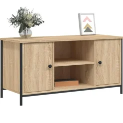 vidaXL - TV-meubel met 2 deuren 2 vakken - Sonoma eiken - Hout - 100x40x50 cm