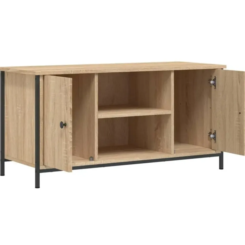 vidaXL - TV-meubel met 2 deuren 2 vakken - Sonoma eiken - Hout - 100x40x50 cm