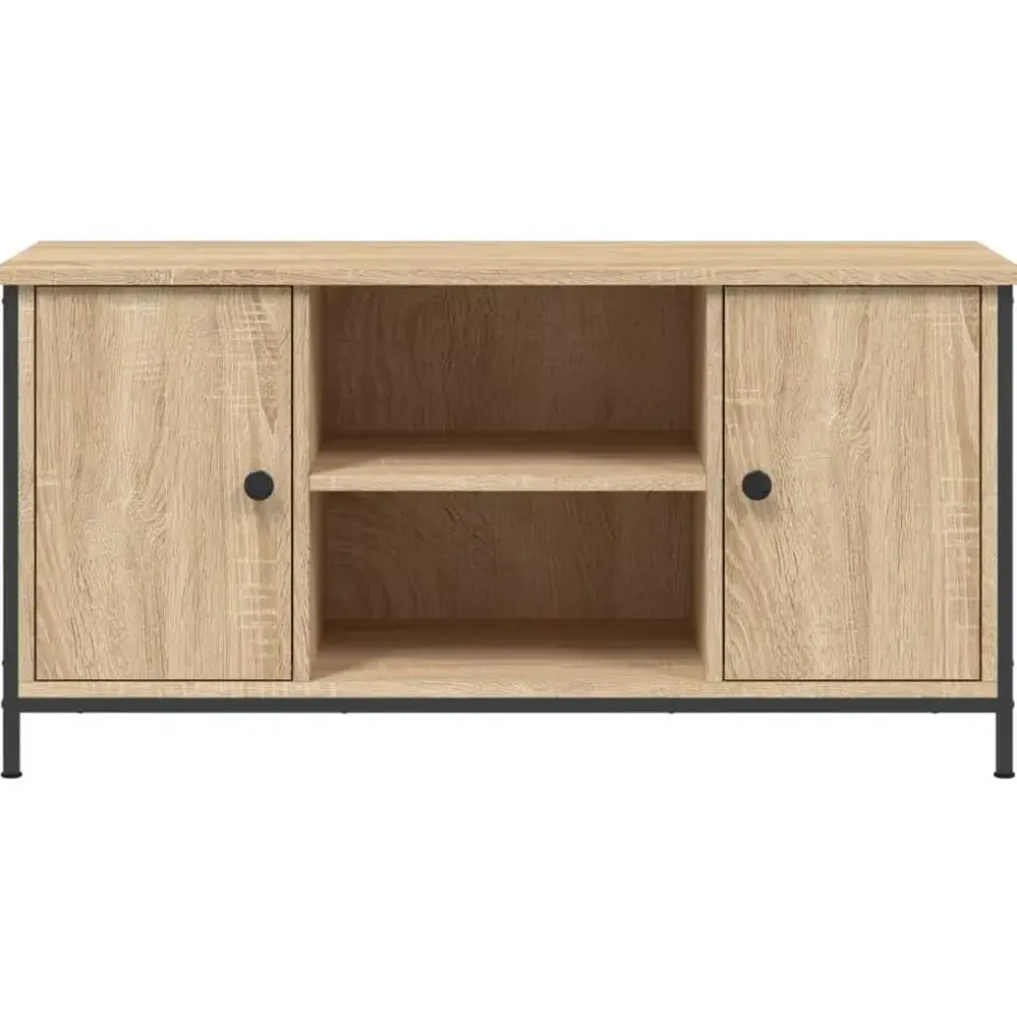 vidaXL - TV-meubel met 2 deuren 2 vakken - Sonoma eiken - Hout - 100x40x50 cm