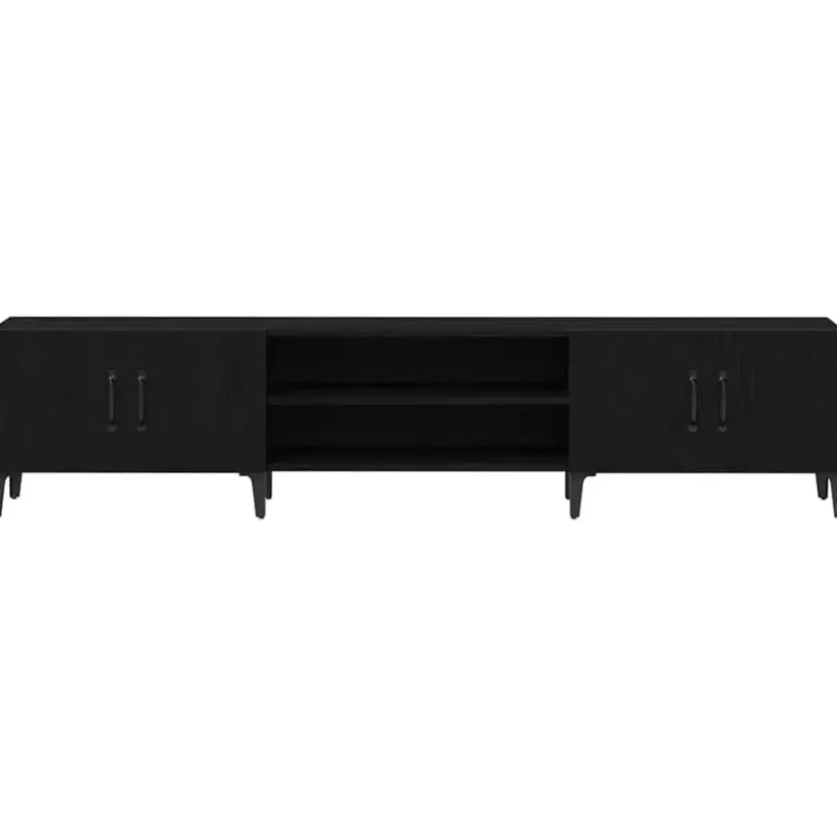 vidaXL - TV-meubel met 4 deuren - Zwart eiken - Hout - 180x31.5x40 cm