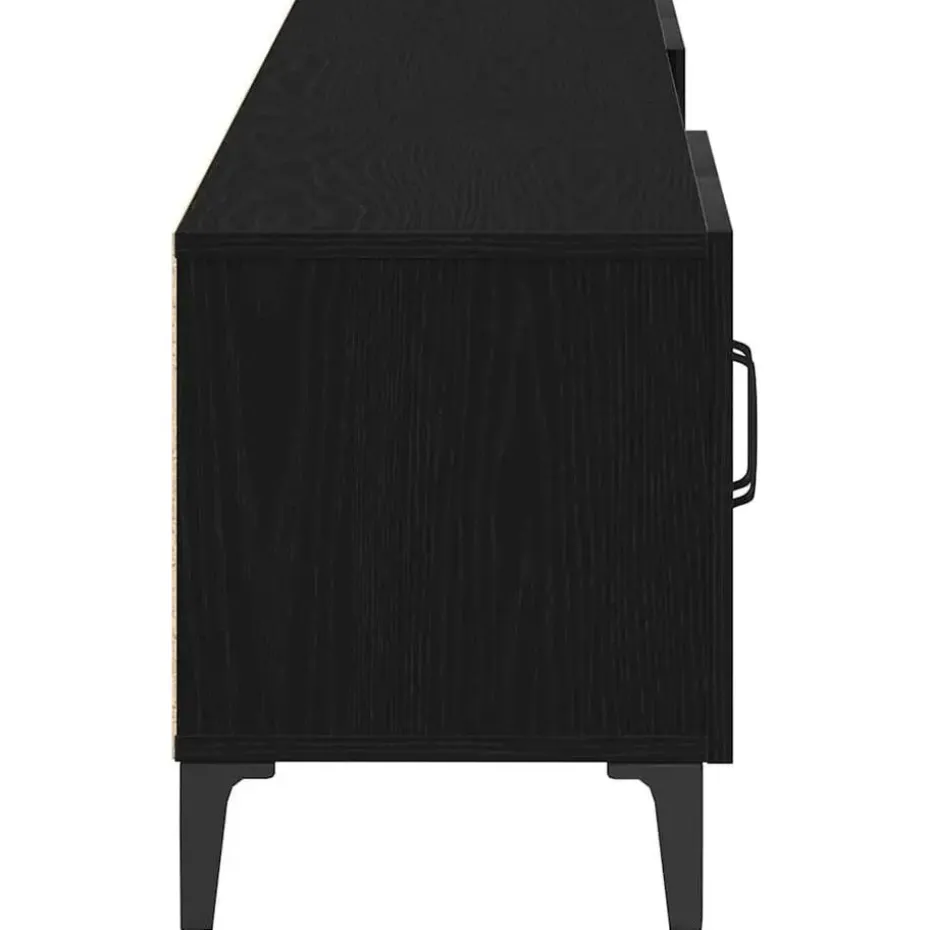 vidaXL - TV-meubel met 4 deuren - Zwart eiken - Hout - 180x31.5x40 cm