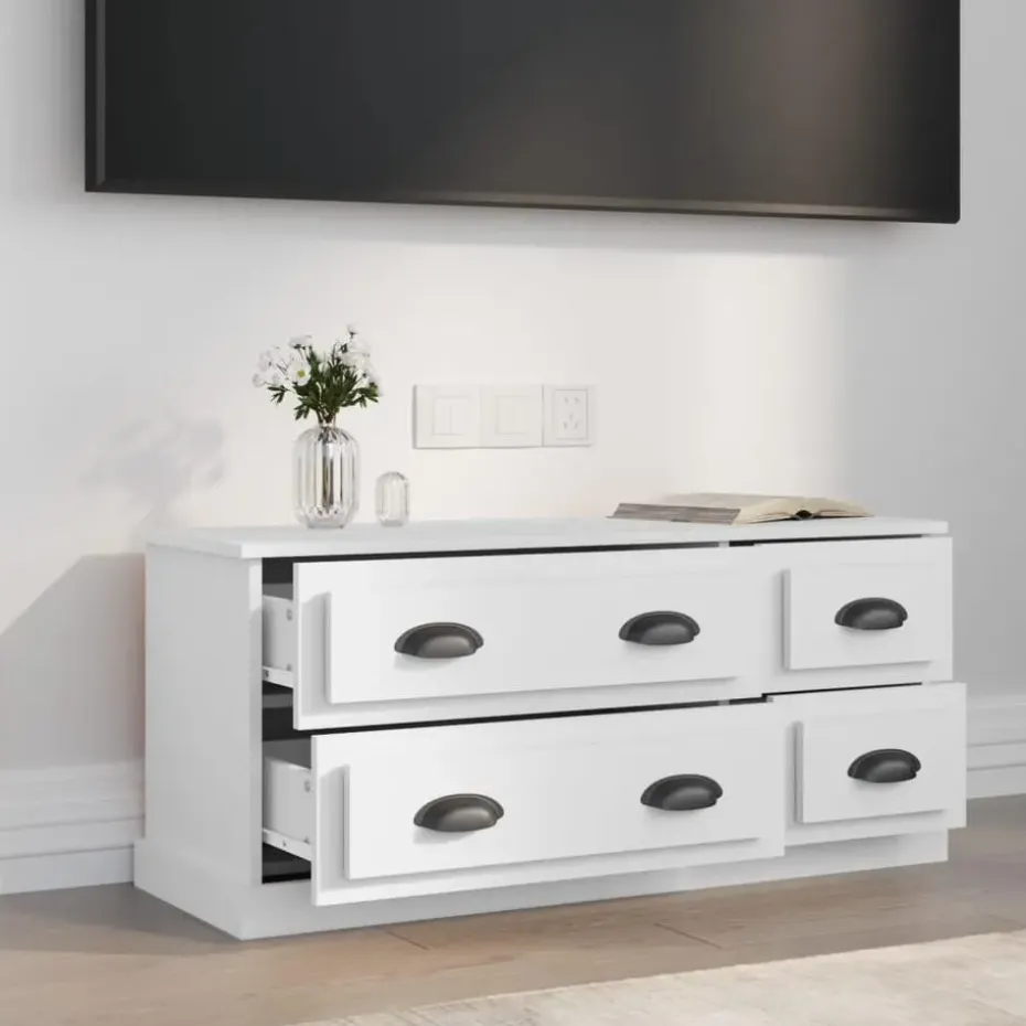 vidaXL - TV-meubel met 4 lades - Wit - Bewerkt hout - 100x35.5x45 cm