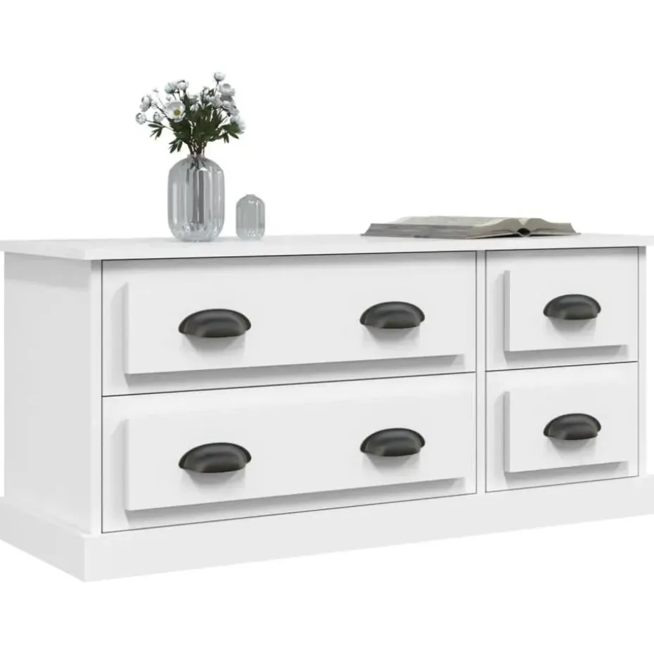 vidaXL - TV-meubel met 4 lades - Wit - Bewerkt hout - 100x35.5x45 cm