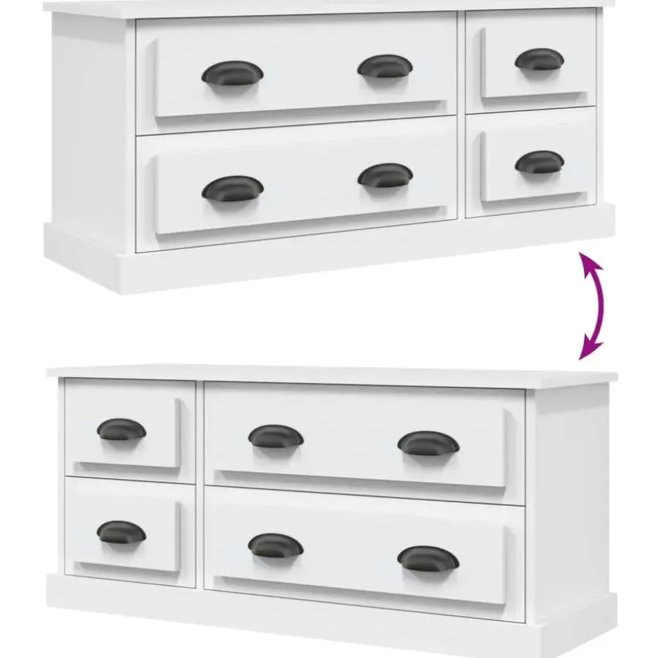 vidaXL - TV-meubel met 4 lades - Wit - Bewerkt hout - 100x35.5x45 cm