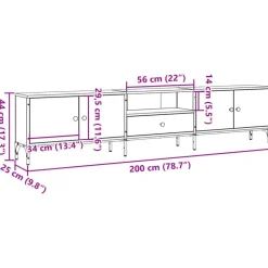 vidaXL - TV-meubel met 1 lade en 4 deuren - Oud hout - 200x25x44 cm