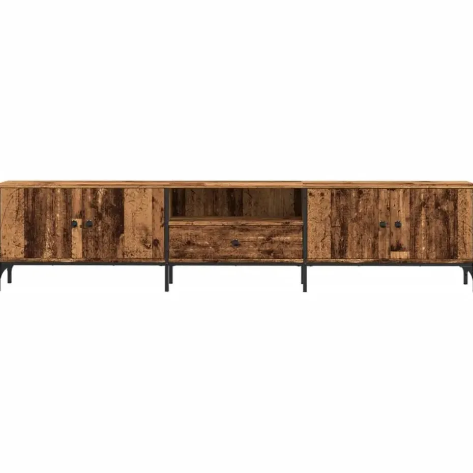 vidaXL - TV-meubel met 1 lade en 4 deuren - Oud hout - 200x25x44 cm