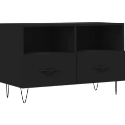 vidaXL - TV-meubel met 2 lades en 2 vakken - Zwart - Hout - 80x36x50 cm