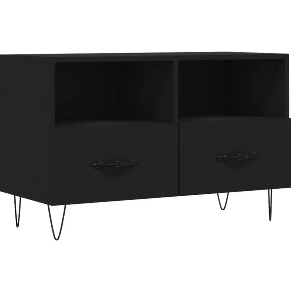 vidaXL - TV-meubel met 2 lades en 2 vakken - Zwart - Hout - 80x36x50 cm