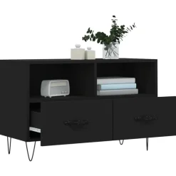 vidaXL - TV-meubel met 2 lades en 2 vakken - Zwart - Hout - 80x36x50 cm