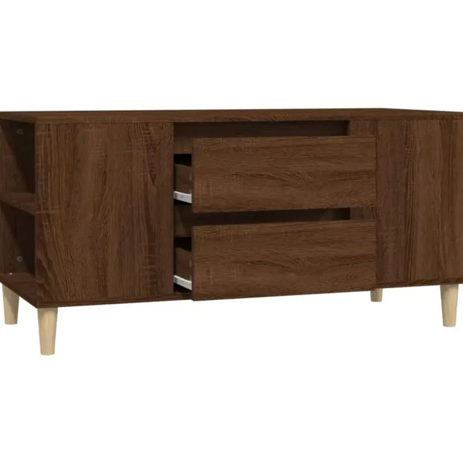 vidaXL - TV-meubel met 2 lades - Bruin eiken - Hout - 102x44.5x50 cm