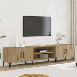 vidaXL - TV-meubel met 2 vakken 4 deuren - Artisanaal eiken - 180x31.5x40 cm