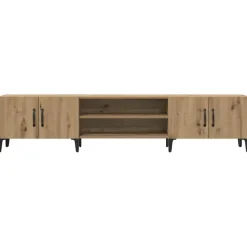 vidaXL - TV-meubel met 2 vakken 4 deuren - Artisanaal eiken - 180x31.5x40 cm