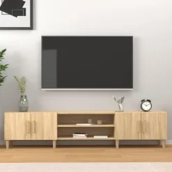 vidaXL - TV-meubel met deuren - Sonoma eiken - Hout -180x31.5x40 cm