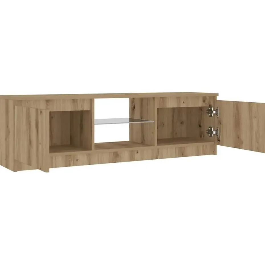 vidaXL - TV-meubel met LED en 2 deuren - Artisanaal eiken - 120x30x36 cm