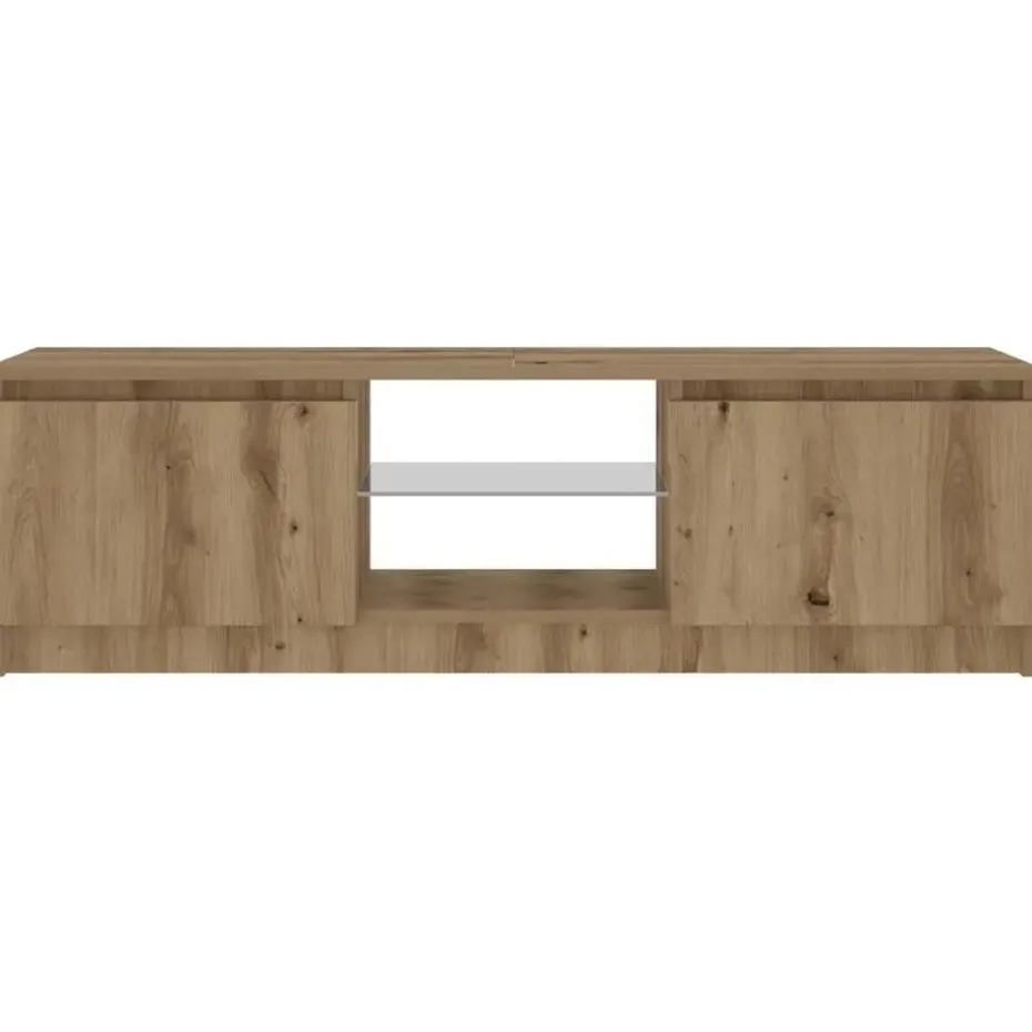 vidaXL - TV-meubel met LED en 2 deuren - Artisanaal eiken - 120x30x36 cm