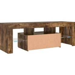 vidaXL - TV-meubel met LED-verlichting - Gerookt eiken - Hout - 120x35x40 cm