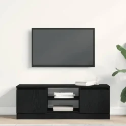 vidaXL - TV-meubel met legplank en 2 deuren - Zwart eiken - 102x30x36 cm