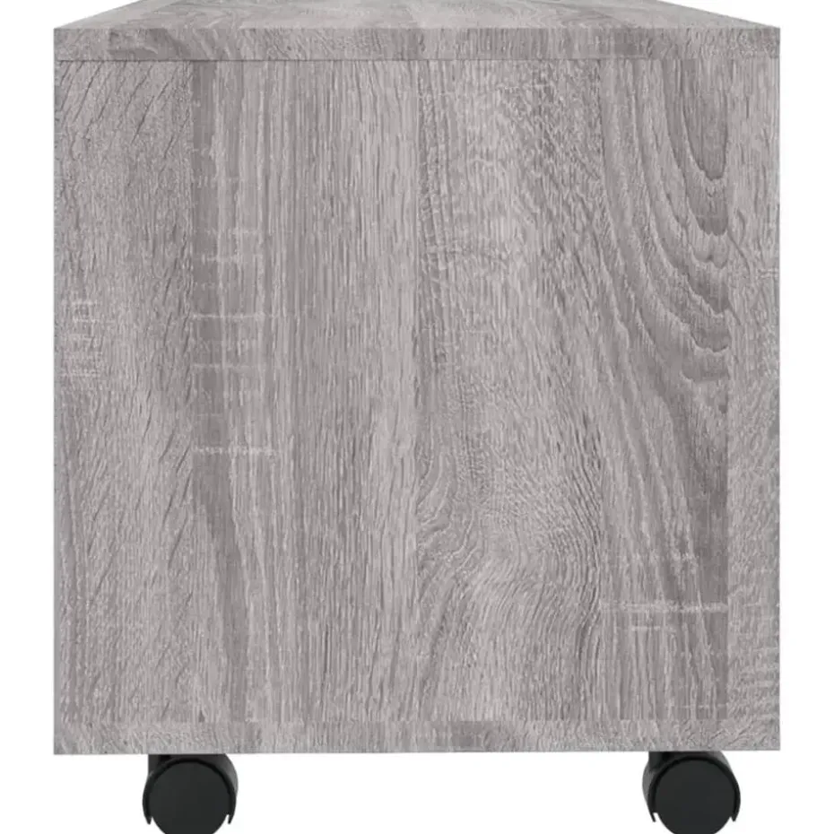 vidaXL - TV-meubel met wieltjes en 4 vakken - Grijs - Bewerkt hout - 90 cm