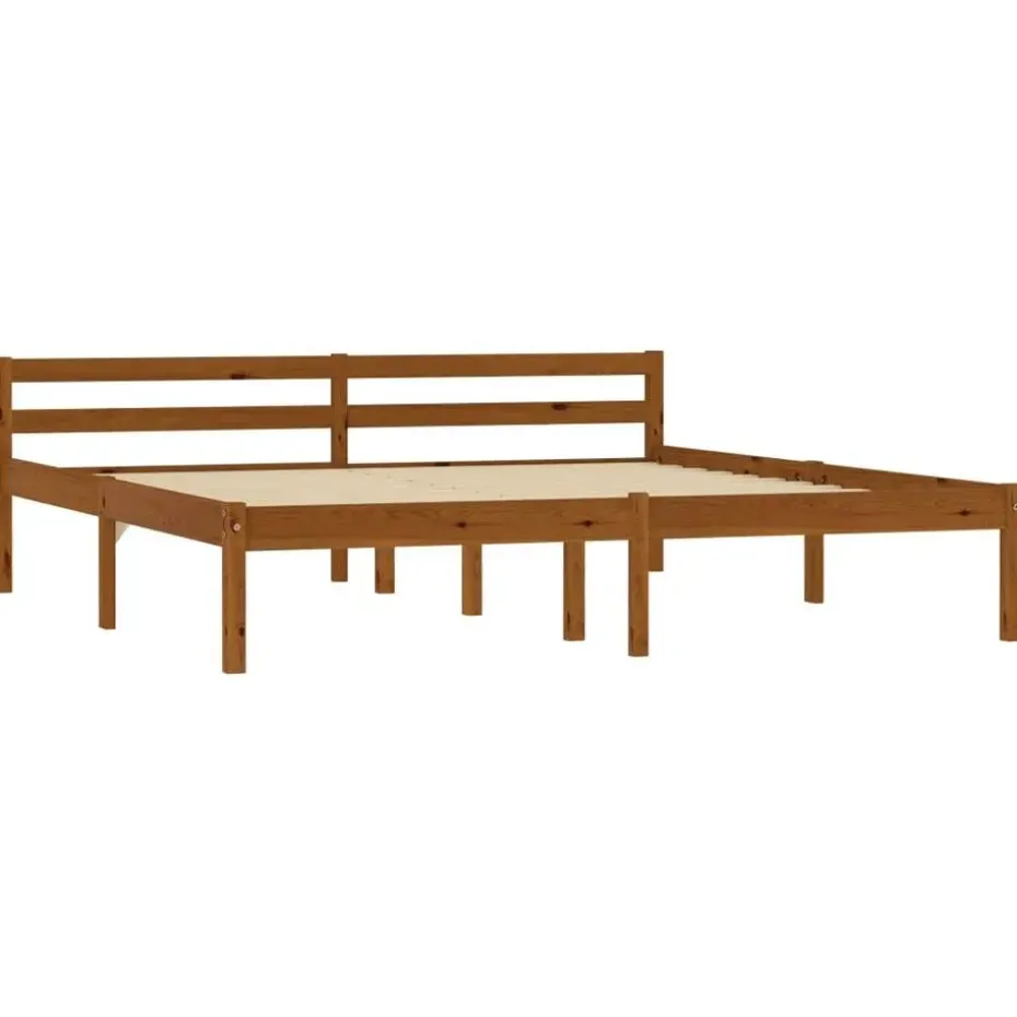 vidaXL - Tweepersoonbed - Honingbruin - Massief grenenhout - 160x200 cm
