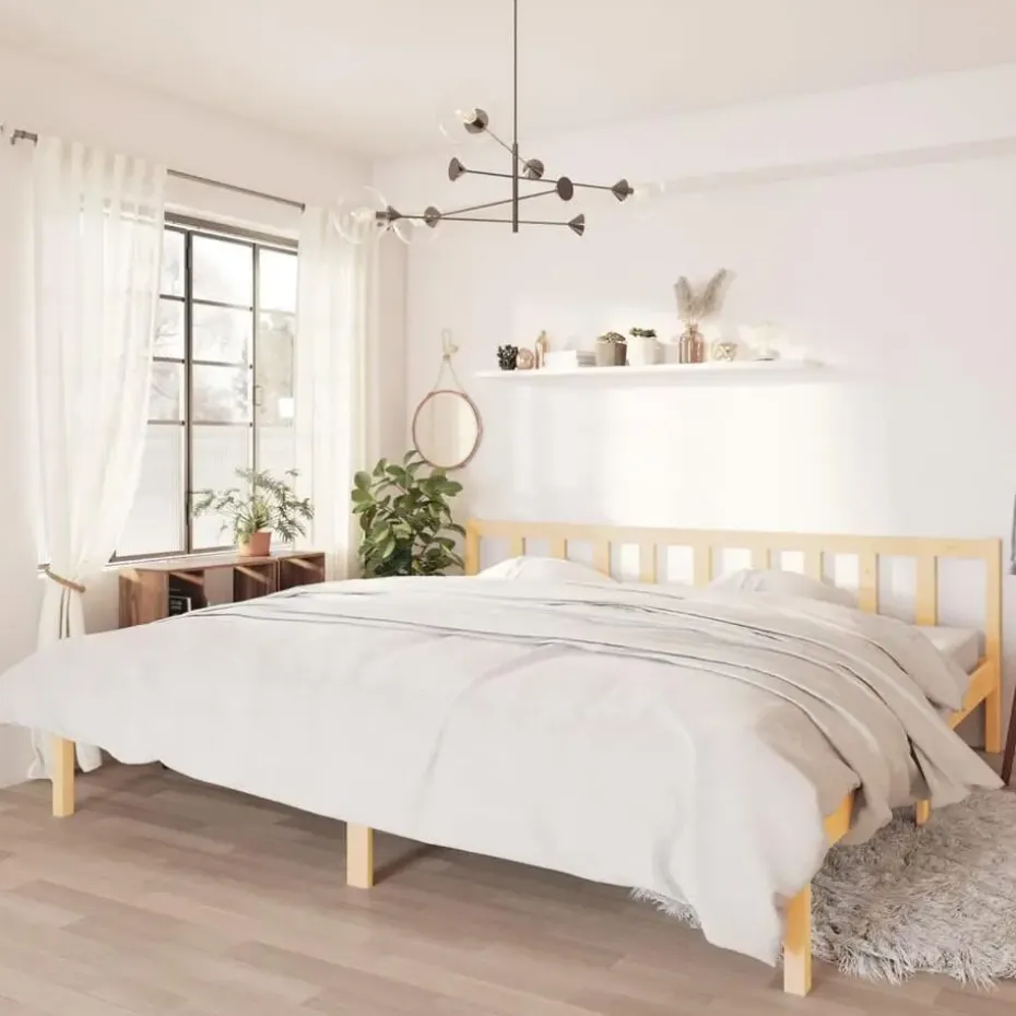 vidaXL - Tweepersoonbed - Naturel - Massief grenenhout - 180x200 cm