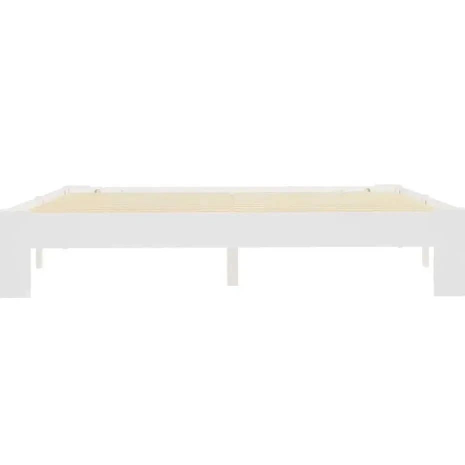 vidaXL - Tweepersoonbed met lattenbodem - Wit - Massief grenenhout - 160x200 cm