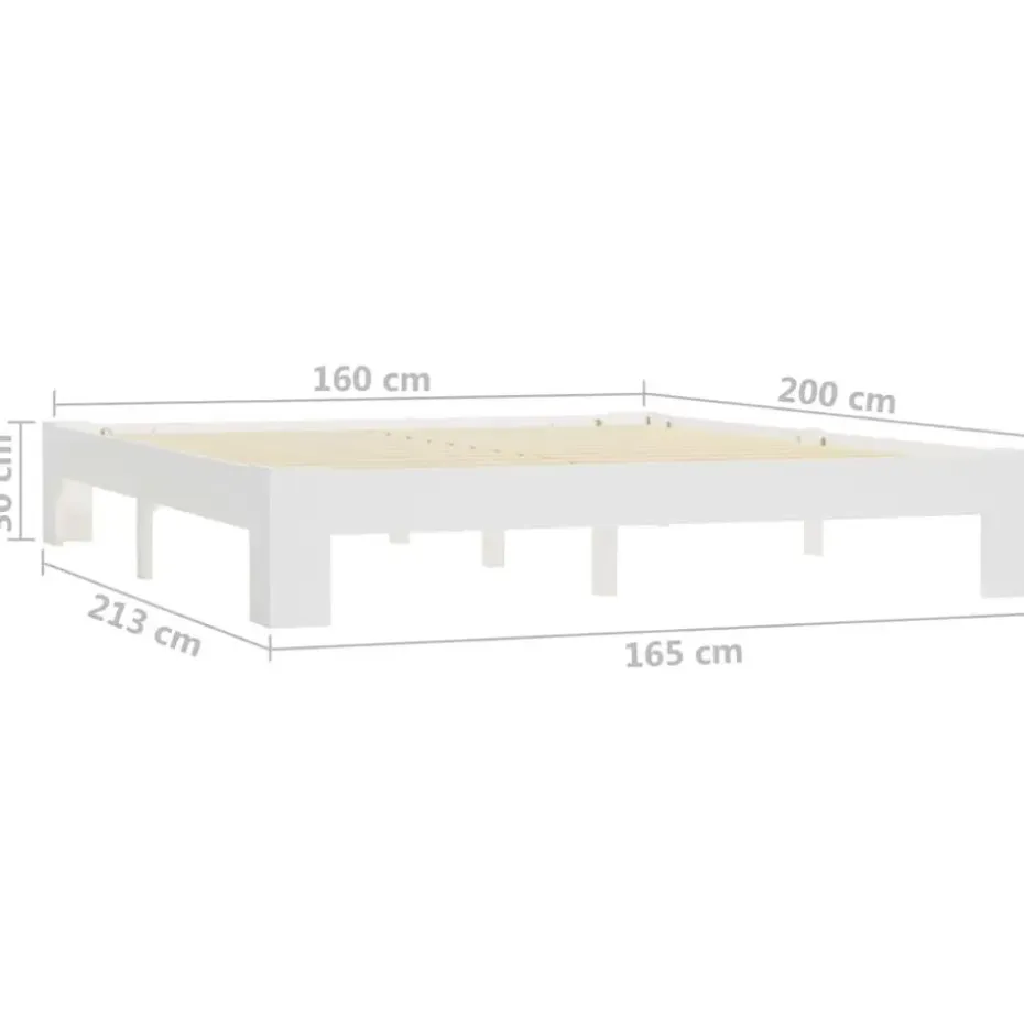 vidaXL - Tweepersoonbed met lattenbodem - Wit - Massief grenenhout - 160x200 cm