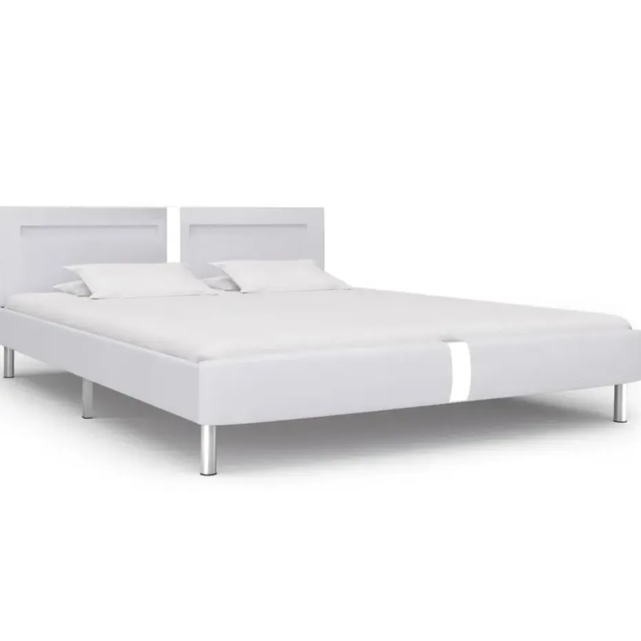 vidaXL - Tweepersoonbed met LED - Wit - Kunstleer - 180x200 cm
