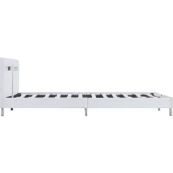 vidaXL - Tweepersoonbed met LED - Wit - Kunstleer - 180x200 cm