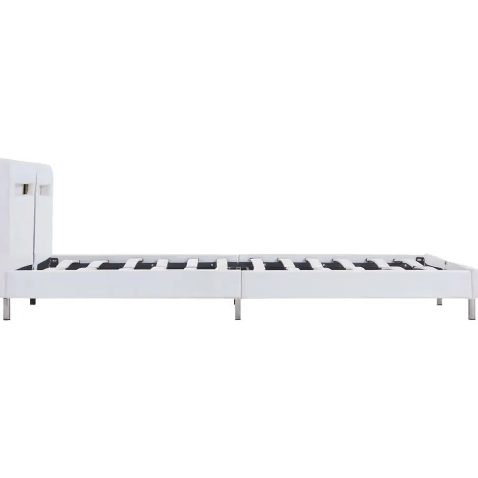 vidaXL - Tweepersoonbed met LED - Wit - Kunstleer - 180x200 cm