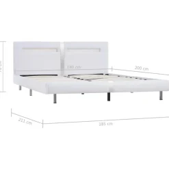 vidaXL - Tweepersoonbed met LED - Wit - Kunstleer - 180x200 cm