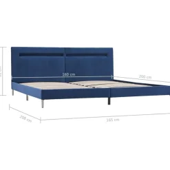 vidaXL - Tweepersoonbed met LED - Blauw - Stof - 160x200 cm